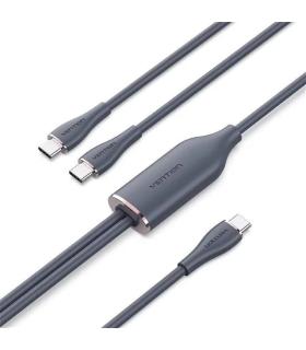 Cable USB 2.0 Tipo-C Vention CTMBG/ USB Tipo-C Macho - 2 x USB Tipo-C Macho/ Hasta 100W/ 480Mbps/ 1.5m/ Negro