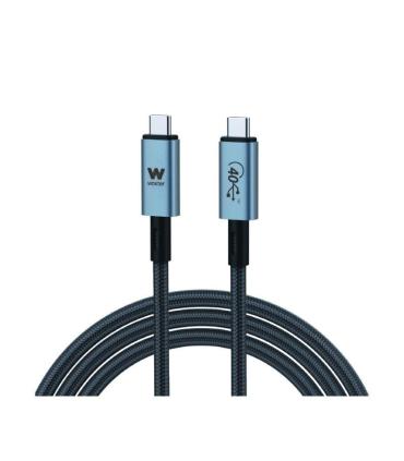 Cable USB 3.1 Tipo-C Woxter PE26-183/ USB Tipo-C Macho - USB Tipo-C Macho/ Hasta 240W/ 40Gbps/ 2m/ Negro