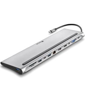 Docking USB Tipo-C NGS WonderDock12/ 3xUSB/ 2xHDMI/ 1xVGA/ 1xRJ45/ 1xLector de Tarjetas/ 1xJack 3.5/ 1xUSB Tipo-C PD/ Gris