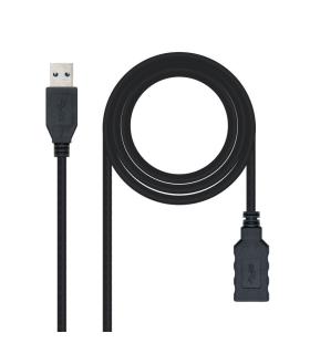 Cable Alargador USB 3.0 Nanocable 10.01.0901-BK/ USB Macho - USB Hembra/ 1m/ Negro