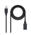 Cable Alargador USB 3.0 Nanocable 10.01.0901-BK/ USB Macho - USB Hembra/ 1m/ Negro