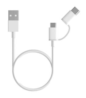 Cable USB 2.0 Xiaomi Mi 2-in-1 USB Cable SJV4082TY USB Macho - Micro USB Macho/ USB Tipo-C Macho/ 1m/ Blanco