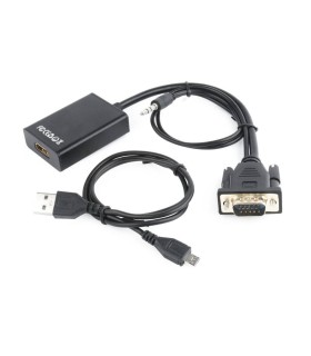 ADAPTADOR GEMBIRD VGA A HDMI 0,15M CON AUDIO 3.5MM