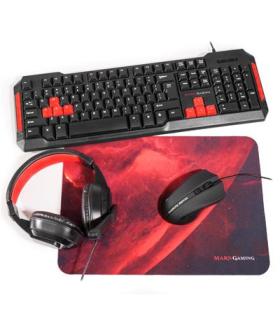 Pack Teclado Mouse Headset Y Alfombrilla Mars Gaming Mrcp1 Kit 4 En 1 De Teclado Anti-ghosting Mouse 2800dpi 4 Botones Pad Ga