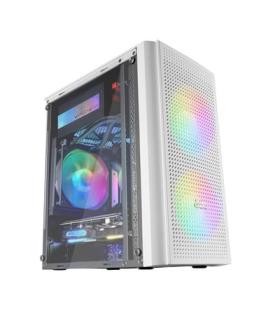 Caja Microatx Gaming Mars Gaming Mc300 White Frontal Mesh 3xventiladores 120mm Rgb Lateral De Cristal Templado Sin Fuente De