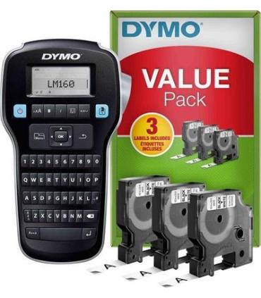 DYMO Rotuladora LABEL MANAGER 160 kit Etiquetadora + 3 rollos de cinta de etiquetas D13 cartuchos de etiquetas D (2181011)