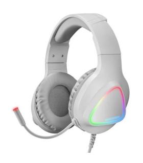 Headset Mars Gaming Mh222 White Rainbow Rgb Flow Ultra Ligeros 205g Drivers De Neodimo 50mm Microfono Flexible Jack 3.5mm Con