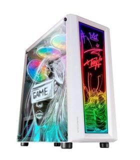 Caja Atx Semitorre Gaming Mars Gaming Mc-art White Lateral Y Frontal Personalizable Con Iluminacion Rgb Sin Fuente De Aliment