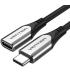 Cable Alargador USB 3.1 Tipo-C Vention TABHF/ USB Tipo-C Macho - USB Tipo-C Hembra/ Hasta 60W/ 5Gbps/ 1m/ Gris