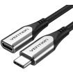 Cable Alargador USB 3.1 Tipo-C Vention TABHF/ USB Tipo-C Macho - USB Tipo-C Hembra/ Hasta 60W/ 5Gbps/ 1m/ Gris