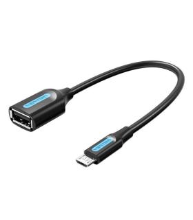 Cable USB 2.0 Vention CCUBB/ MicroUSB Macho - USB Hembra/ 480Mbps/ 15cm/ Negro