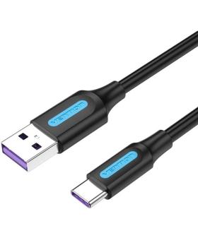 Cable USB 2.0 Tipo-C Vention CORBI/ USB Macho - USB Tipo-C Macho/ Hasta 100W/ 480Mbps/ 3m/ Negro