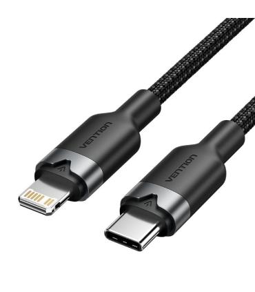 Cable USB Tipo-C Lightning Vention LALBH/ USB Tipo-C Macho - Lightning Macho/ 27W/ 480Mbps/ 2m/ Negro