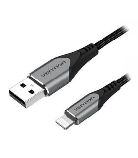 Cable USB 2.0 Lightning Vention LABHF/ USB Macho - Lightning Macho/ Hasta 12W/ 480Mbps/ 1m/ Gris