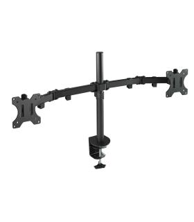 TooQ Soporte de Mesa Giratorio e Inclinable para 2 Pantallas (Monitor   TV Plasma   LCD   LED) 13” – 32”, de Dos Brazos, Negro