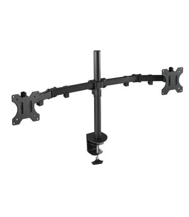 TooQ Soporte de Mesa Giratorio e Inclinable para 2 Pantallas (Monitor   TV Plasma   LCD   LED) 13” – 32”, de Dos Brazos, Negro