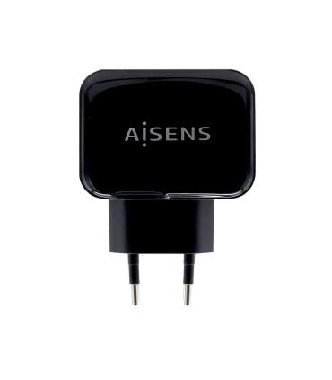 AISENS Cargador USB 17W 5V 3.4A, 2xUSB Con Control AI, Negro