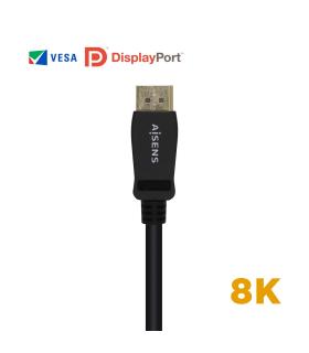 AISENS Cable Displayport Certificado V1.4 8k@60hz, DP M-DP M, Negro, 1.0m