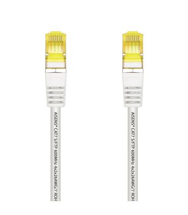 AISENS Cable De Red Latiguillo RJ45 LSZH Cat.7 600 MHz S FTP PIMF AWG26, Blanco, 0.5 m