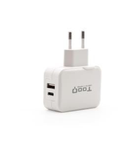 TooQ Cargador de Pared doble puerto USB-C + USB A, 27W