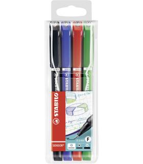 STABILO SENSOR fine rotulador de punta fina Fino Negro, Azul, Verde, Rojo 4 pieza(s)