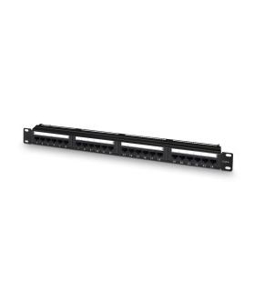 AISENS Panel De Parcheo De 24 Puertos RJ45 Cat.6 UTP, 19" 1U Dual IDC Con Gestion De Cables, Negro