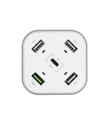 AISENS Cargador 48W 5 Puertos 3x USB-A 1x USB-C 1x USB QC3.0, Blanco