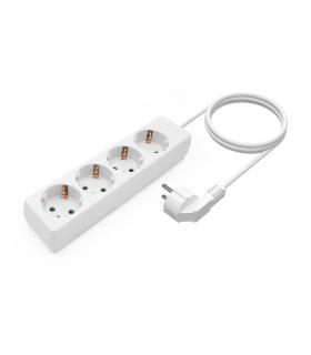 AISENS Base Multiple 4 Tomas Sin Interruptor Con Cable 3x1.5mm2, Blanco, 1.4m