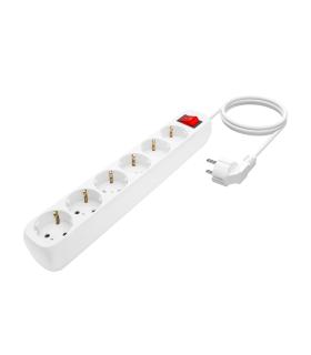 AISENS Base Multiple 6 Tomas Con Interruptor Con Cable 3x1.5mm2, Blanco, 1.4m