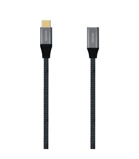 AISENS Cable USB 3.2 Gen2X2 Aluminio 20Gbps 5A 100W, Tipo USB-C M-USB-C H, Gris, 1.0M