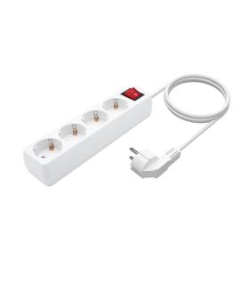 AISENS Base Multiple 4 Tomas con Interruptor con Cable 3×1.5mm2, Blanco, 1.4 m