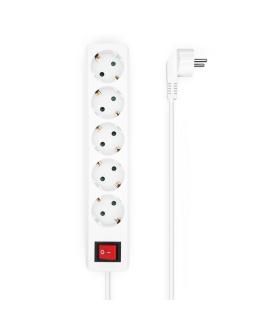 AISENS Base Multiple 5 Tomas con Interruptor con Cable 3×1.5mm2, Blanco, 1.4 m