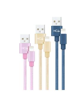 Nanocable 3 Cables Lightning a USB 2.0, Lightning M-USB A M, Rosa, Dorado y Azul Pacífico, 1 m