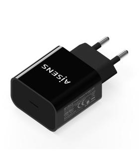 AISENS Cargador USB-C PD3.0 1 Puerto 1x USB-C 20 W, Negro