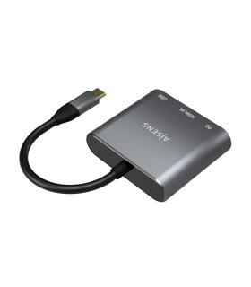 AISENS Conversor USB-C a HDMI USB-C Tipo A USB 3.0, 3 en 1, Gris, 15cm