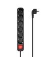 AISENS Base Multiple 6 Tomas Con Interruptor Con Cable 3x1.5mm2, Negro, 1.4m