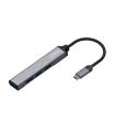 AISENS Hub USB 3.1 USB-C, Tipo C/M - 4x Tipo A/H, Gris, 10 cm