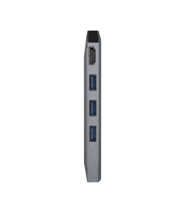 AISENS USB-C dock 8 en 1, USB-C a 1xHDMI, 1xRJ45, 3xUSB, 1xPD, 1xSD, 1xMicroSD, Gris, 15 cm