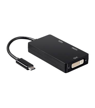 AISENS Conversor USB-C A DVI HDMI VGA, USB-C M-DVI H-HDMI H-VGA H, Negro, 15cm