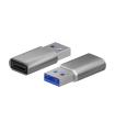 AISENS Mini Adaptador USB 3.2 Gen2 / USB 2.0 3A, Tipo USB-C/H-A/M, Gris