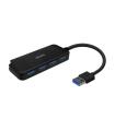 AISENS Hub USB 3.0, Tipo A/M-4x Tipo A/H, Negro, 15cm