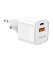 AISENS Cargador Gan 20W, 1xUSB-C PD3.0 QC4.0, 1xUSB-A QC3.0, Blanco