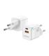 AISENS Cargador Gan 30W, 1xUSB-C PD3.0 QC4.0, 1xUSB-A QC3.0, Blanco