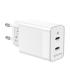 AISENS Cargador Gan 45W, 2xUSB-C PD3.0 QC4.0, Blanco