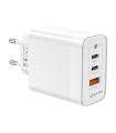 AISENS Cargador Gan 65W, 2xUSB-C PD3.0 QC4.0, 1xUSB-A QC3.0, Blanco