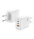 AISENS Cargador Gan 65W, 2xUSB-C PD3.0 QC4.0, 1xUSB-A QC3.0, Blanco