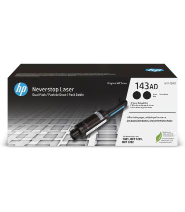 HP Kit de dos paquetes de recarga de tóner Original Neverstop 143AD negro