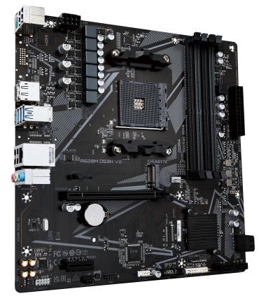 GIGABYTE Placa base A520M DS3H V2 - Soporta CPUs AMD Ryzen serie 5000 AM4, hasta 4733 MHz DDR4 (OC), PCIe 3.0 x16, LAN GbE, USB