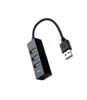 Nanocable Hub USB 2.0 con 4 Puertos de USB 2.0, USB-A M-USB 2.0 H, Negro, 15 cm