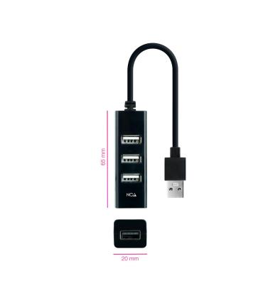 Nanocable Hub USB 2.0 con 4 Puertos de USB 2.0, USB-A M-USB 2.0 H, Negro, 15 cm